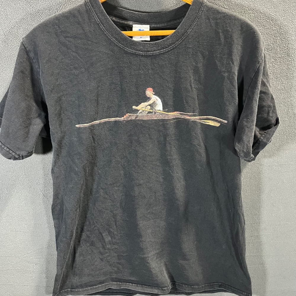 Vintage Thomas Eakins Rowing Art T-Shirt Philadelphia Museum of Art Black Medium